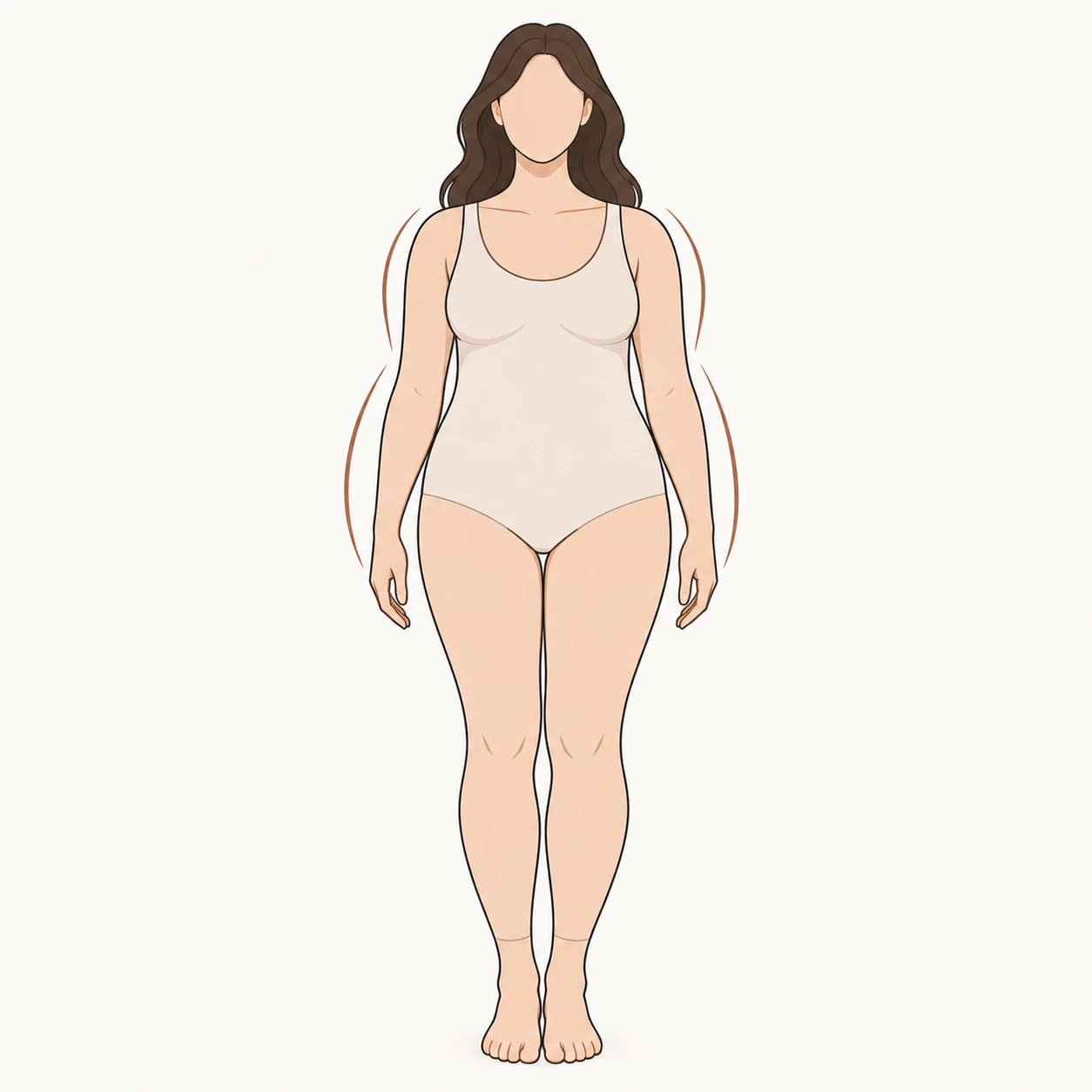 Illustration of a woman with a apple body shape